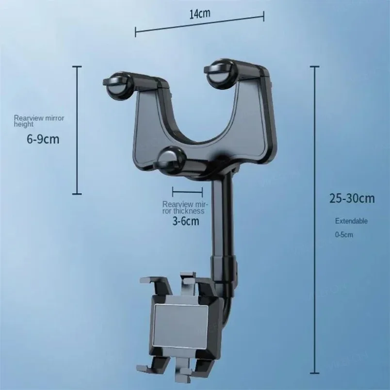 Rearview Mirror 360 Rotation Phone Holder Car Phone Mount Stable Gripper Smartphone Navigation Bracket For iPhone Samsung Xiaomi image 6