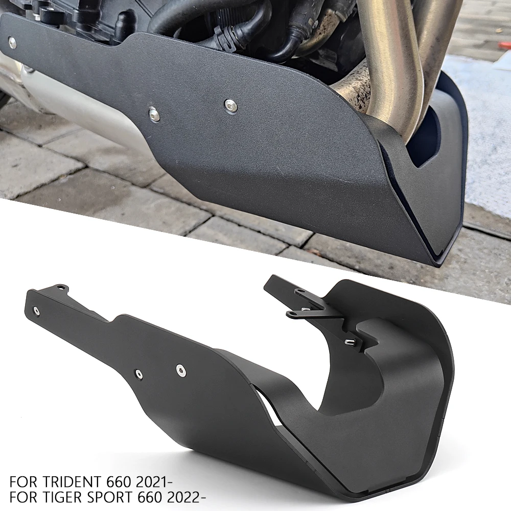 Black Engine Base Chassis Spoiler Guard Cover Belly Pan Protector For Tiger Sport 660 For Trident 660 TRIDENT660 2021 2022 2023