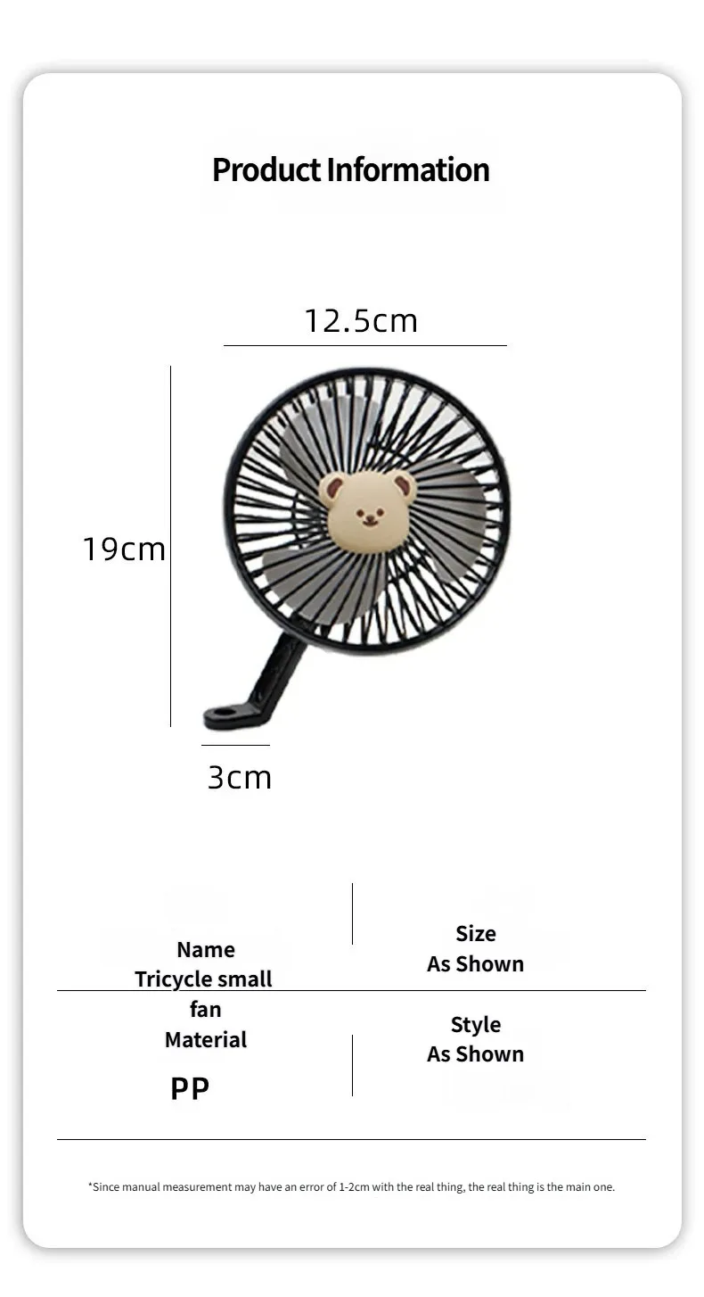 Cute Bear Rabbit Mini Electric Bike Fan PP Material Strong Wind Mount Cooling Fan For AIMA Yadea Scooter Tricycle Summer Use