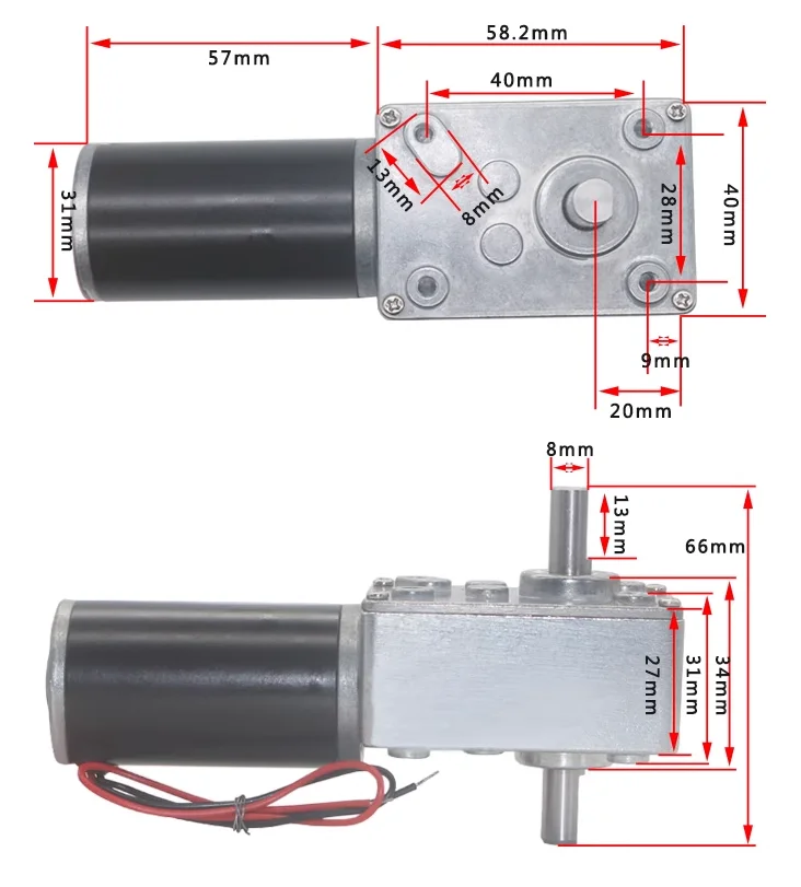 5840-31ZYS مزدوج رمح دودة والعتاد موتور تيار مباشر 12 فولت 24 فولت 7-470 دورة في الدقيقة قابل للتعديل سرعة عكس الذاتي قفل عزم دوران عالي موتور تروس