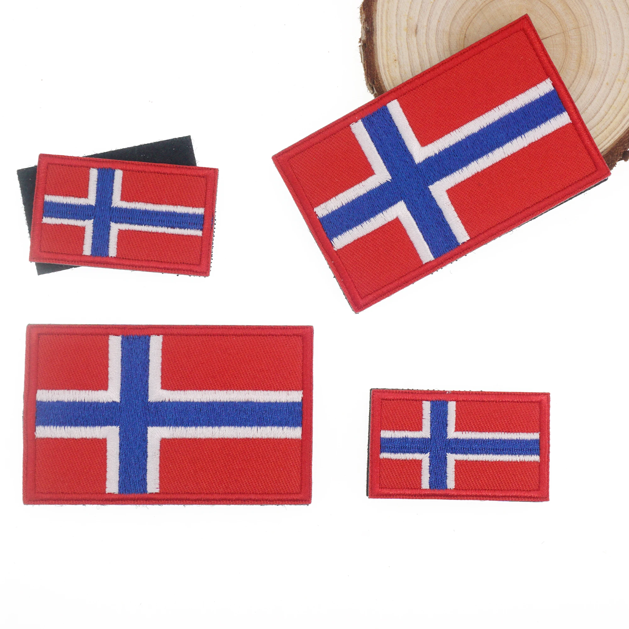 Parche bordado con bandera noruega de 5/1 piezas, aplique de insignia de hombro con gancho y bucle de Noruega para ropa