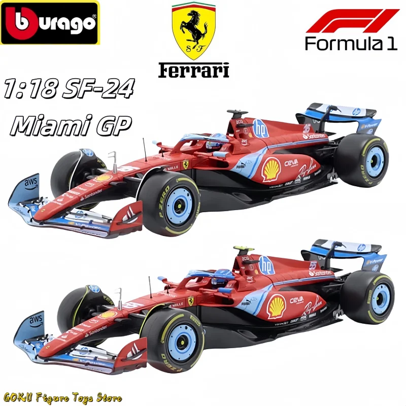 New Bburago 1:18 Ferrari SF-24 Miami GP F1 SF-24 16# Leclerc 55# Sainz FORMULA1 Car Die-cast Model Alloy Car Collection Toy Gift