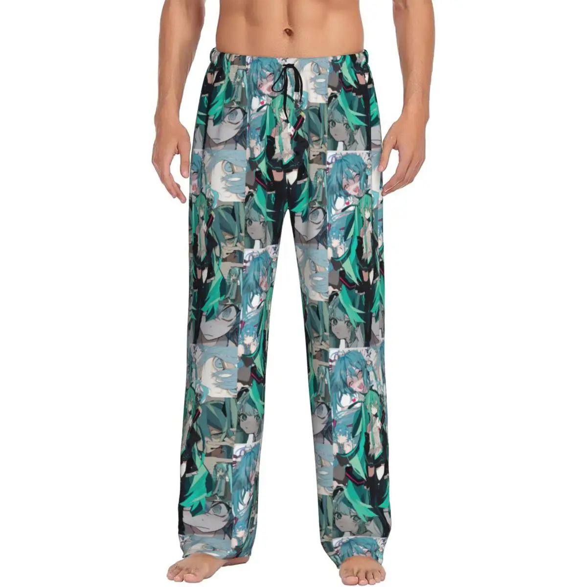 

Шляпы на заказ, пижамные штаны с героями мультфильмов Микуes, мужская одежда для сна в стиле аниме, эластичные штаны для сна с карманами