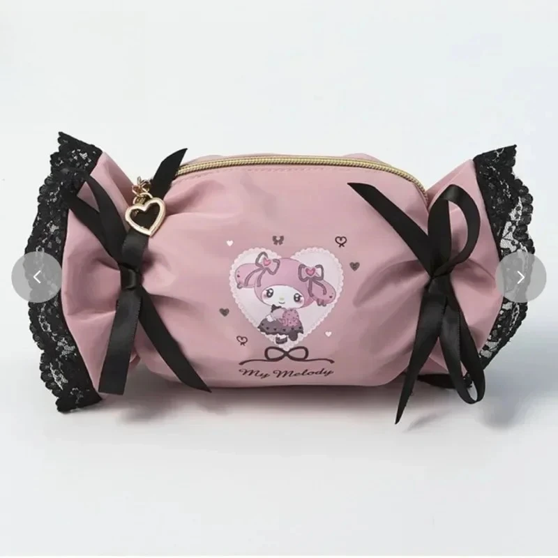 

Fashionable Melody Kuromi Cartoon Print Cute Sweet Fresh Candy Shaped Makeup Bag Portable Storage Exquisite Compact Versatile