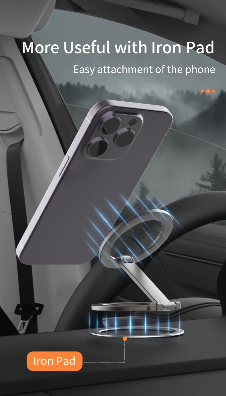 Faltbarer Doppelseitiger Magnetischer Handyhalter für Magsafe Fitnessstudio Laufband Universeller Klappbarer Autohalter Magnetischer Smartphone-Ständer – Detail 7