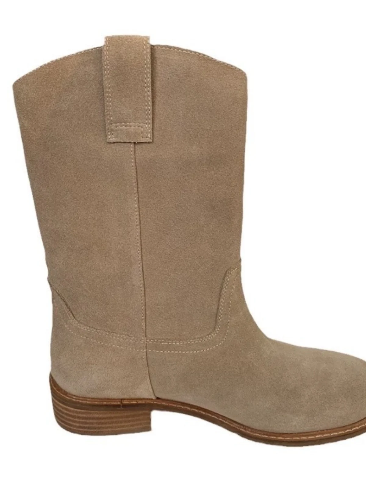 รองเท้าบูทสไตล์คาวบอยสำหรับผู้หญิง แฟชั่นขนเฟอร์ที่ปลายเท้า หัวกลม ส้นหนา รองเท้าบูทสั้นอเนกประสงค์ สวมใส่สบาย เหมาะสำหรับคอสเพลย์ รุ่นปี 2025