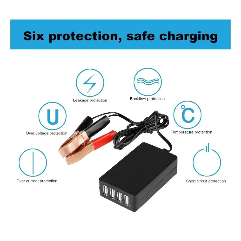 Professional 4Port DC Converter 40W with Battery Clip Buck Regulator Charger 12V 24V USB Power Adapter Car Truck