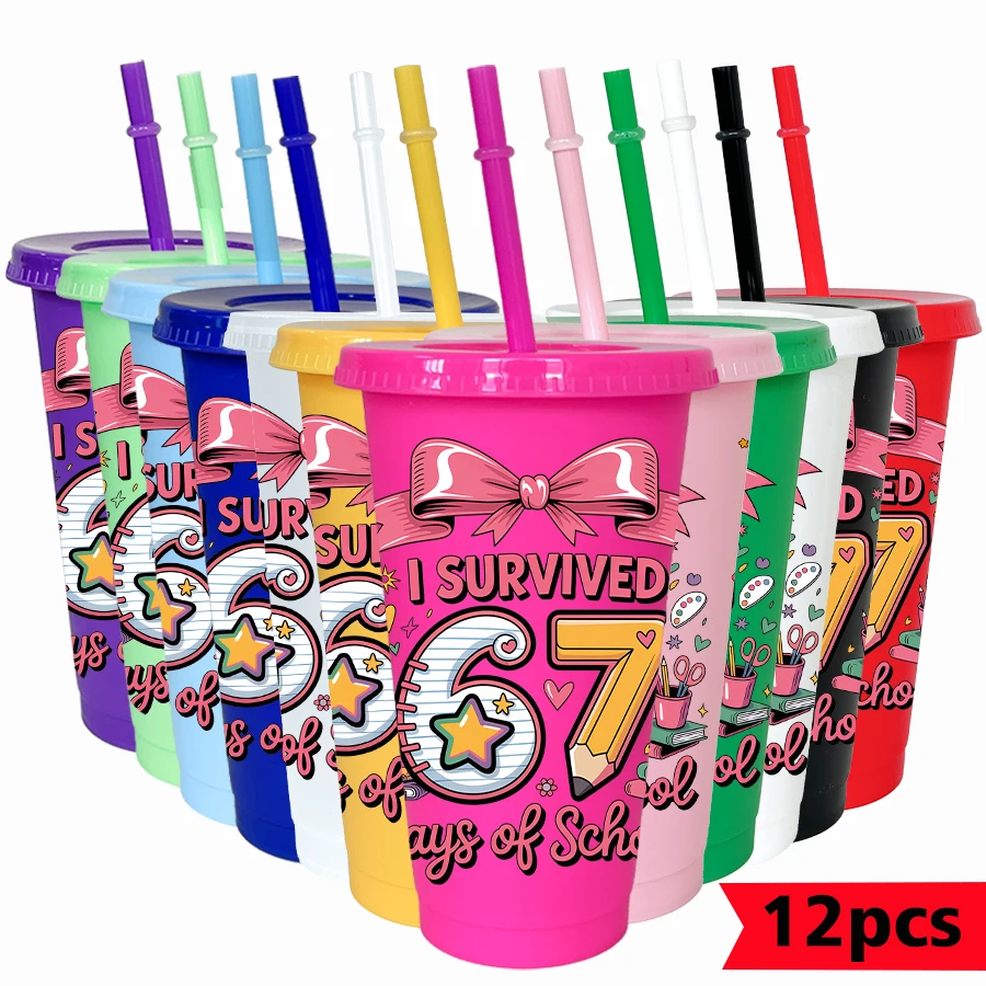 

12 шт./лот, 67 серии, лук, звезды, 26 унций, красочный пластиковый стакан, посуда для напитков на день рождения, чашка для воды для выпускного вечера