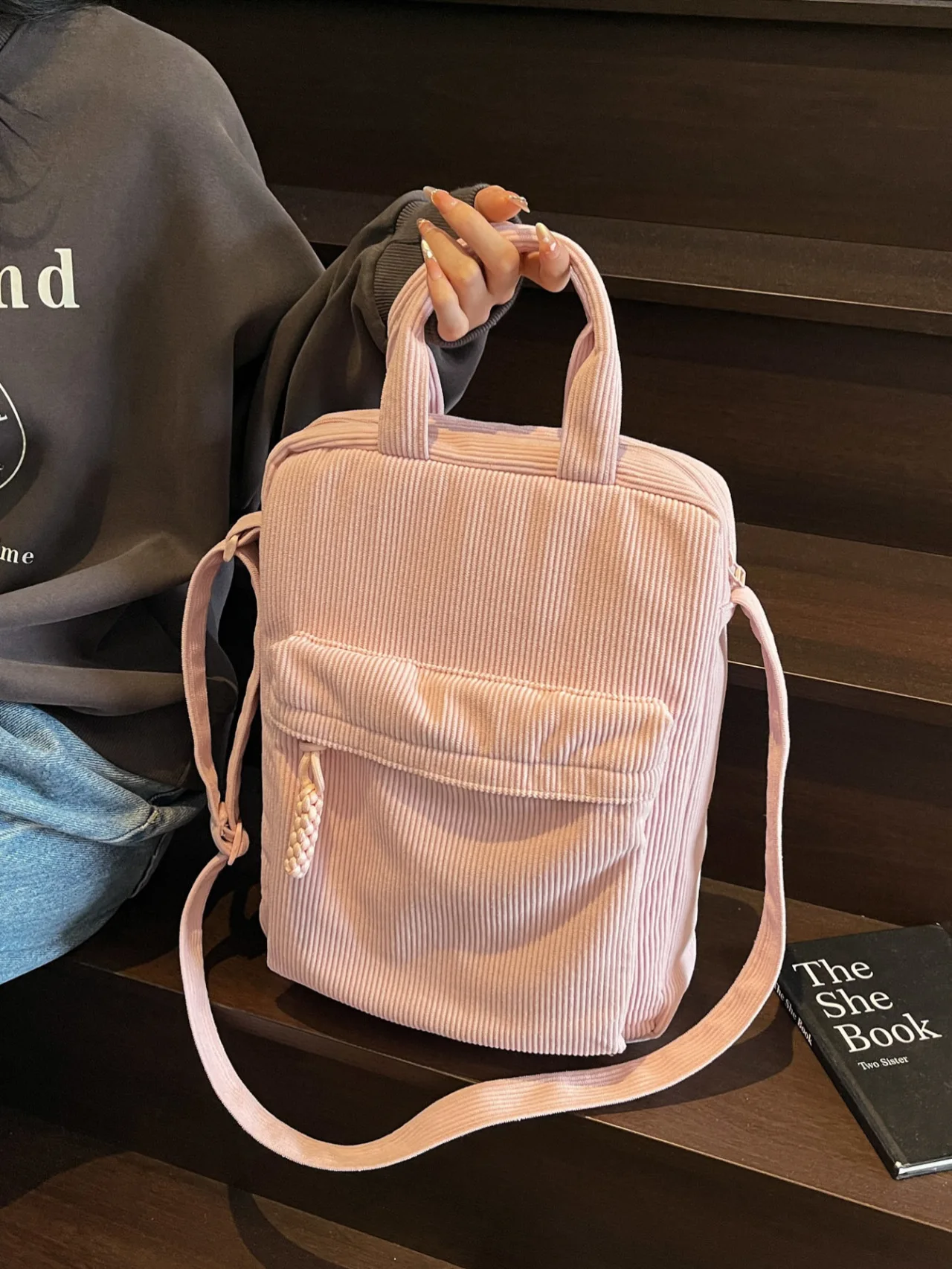 Corduroy Portable Laptop Shoulder Bag 13.3 14 15 Inch Girl Crossbody Bag Korean Commuting Messenger Bags
