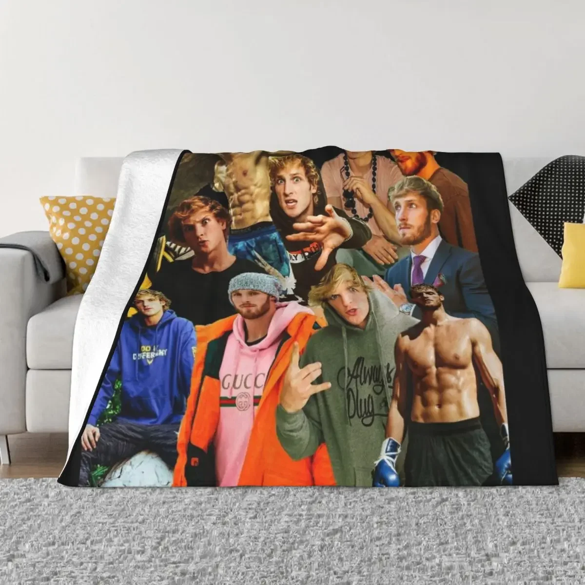 

Logan paul collage tribute design 2022 Throw Blanket Thins warm winter bed plaid Blankets