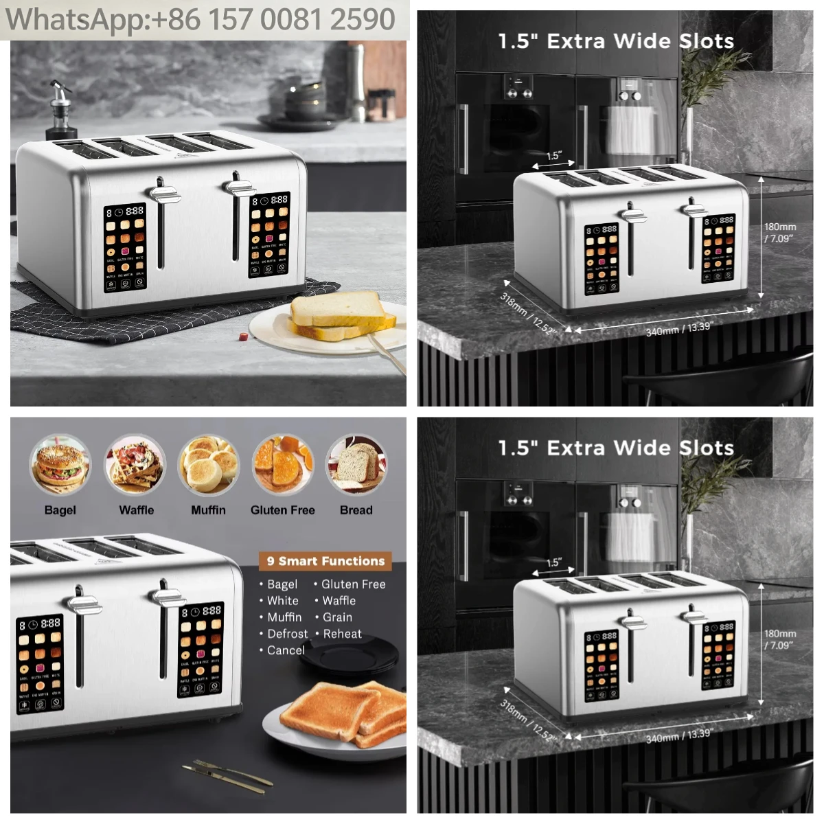 Toaster 4 Slice - Large Digital Screen Electric Toaster 4