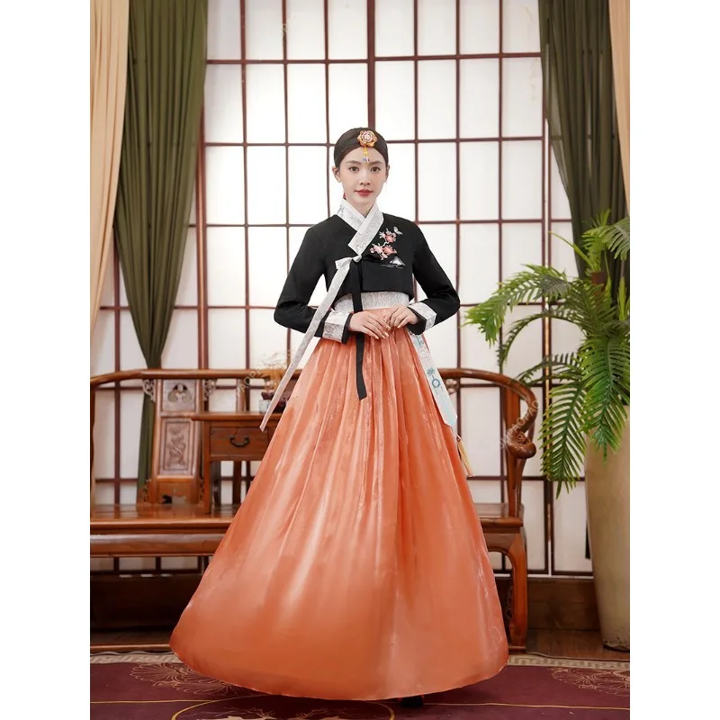 2024 Traditional Korean Vintage Dress Hanbok Woman Elegant Folk Dance Wear Stage Performance Dance Dress Ancient Korean Costume