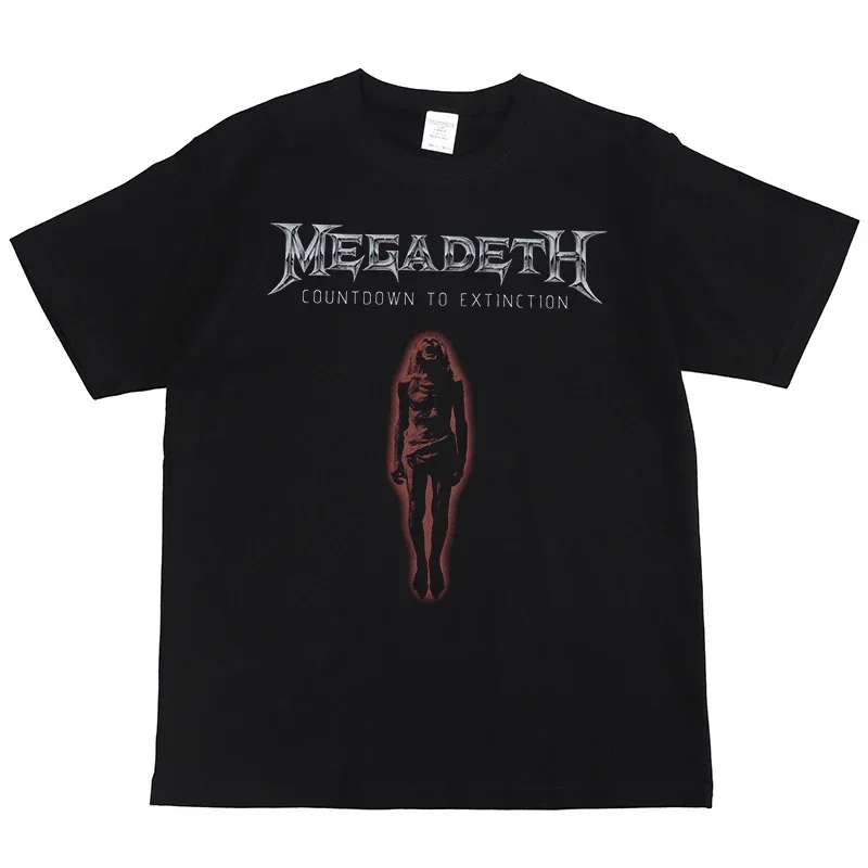 Streetwear T Shirt MEGADETH Rock Band Print Cotton Tee Short Sleeve Men's T Shirt Hip Hop Vintage Rock Band Fans Clothing Tops