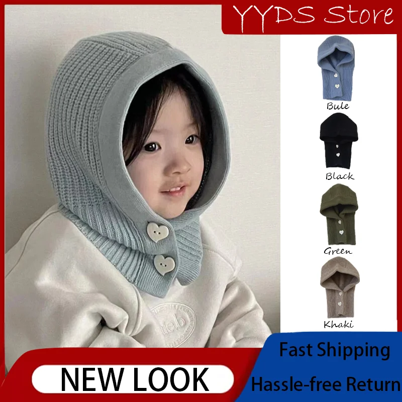 

Детская осенне-зимняя корейская вязаная универсальная шапка-шарф — ушанки, пончо с капюшоном, стильное и теплое