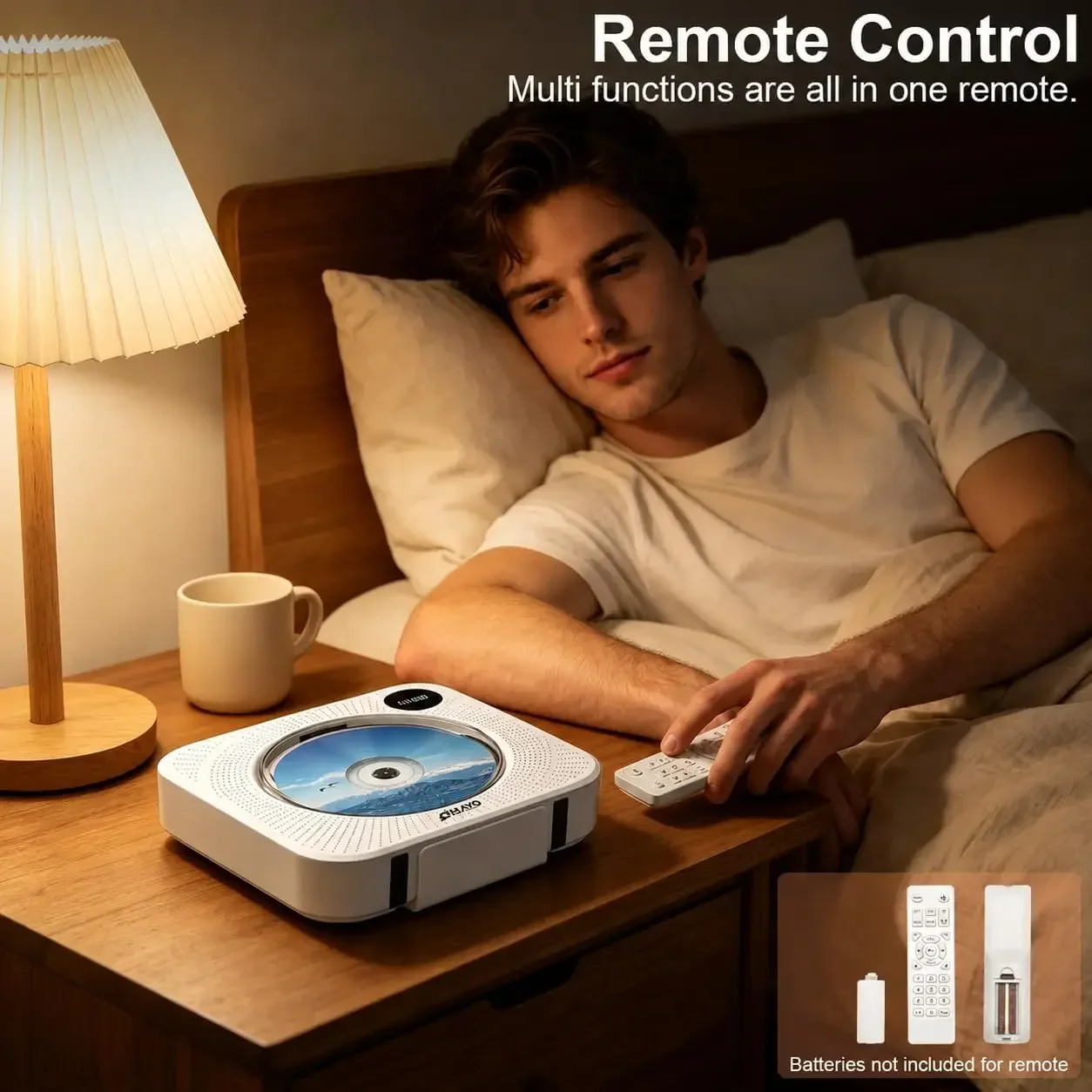 Portable CD Player Bluetooth CD Players for Home Rechargeable Desktop Wall Portable CD Player USB Type-C