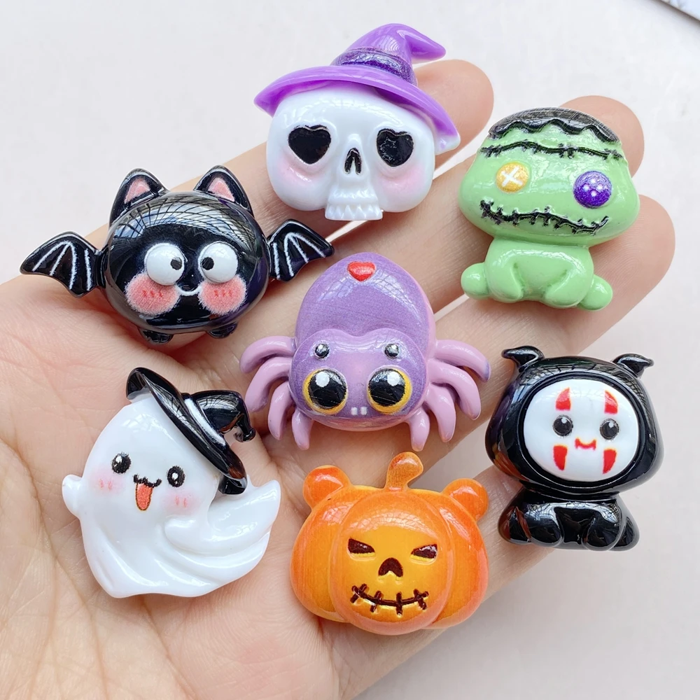 8Pcs Kawaii Cute Cartoon Halloween Series Flat Back Resin Scrapbooking DIY Jewelry Craft Decoration Accessorie