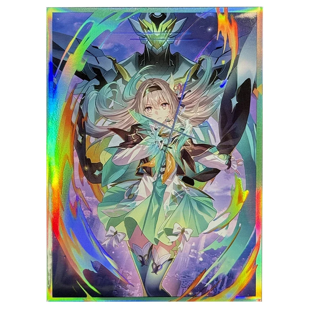 60PCS  Holographic Card Sleeve Firefly Rainbow Foil Outer Anime Protector Shinny Cover For MTG/OPCG Standard Size 67x92mm