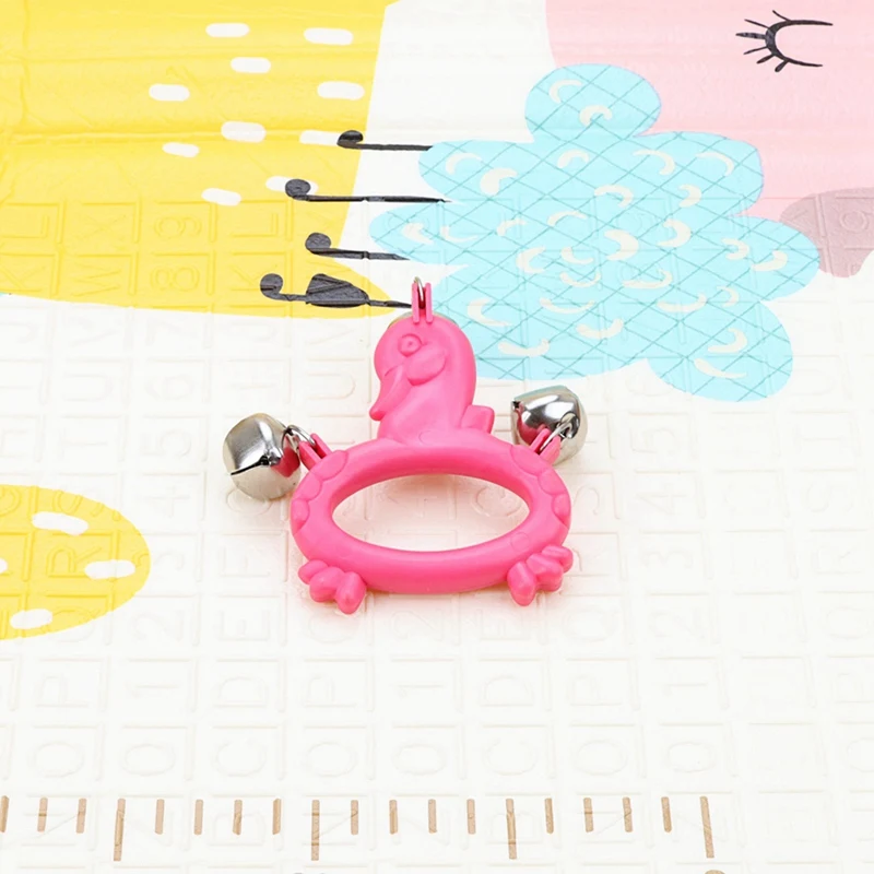 Ducks Shape Hand Bells Handheld Tambourine With 3 Jingle Metal Bells For Kid Toy Musical Instrument