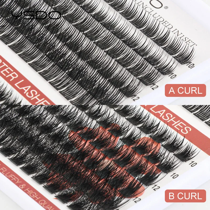 YSDO 12/14 Rows Eyelash Extension DIY Cluster Lashes Heat Bonded Premade Fan Segmented Individual Cluster Lashes Makeup Tools