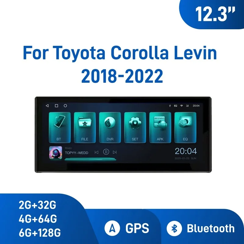 12.3 Inch Android Car Navigation For Toyota Corolla Levin 2018-2022 Touch Screen Carplay Android Auto GPS Bluetooth WiFi