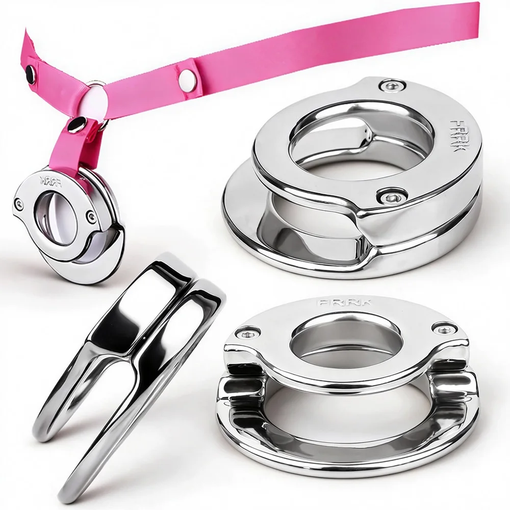 LEZEE Stainless Steel Penis Ring Male Chastity Cage With Chastity Belt Cockring Sperm Locking Rings BDSM Sex Toys For Men