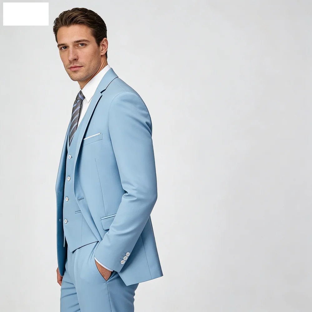 

Men's 3 Tuxedo Elegant Notch Lapel Marfim Smoking Suit Casual Formal Dinner Dance Party Wear Fitted Groomsmen Wedding Attire