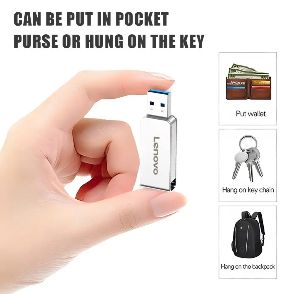 Lenovo Metal 16TB USB Disk Flash Drive USB 3.0 High Speed File Transfer 2TB 1TB Ultra-large Capacity Waterproof Mechanical Style