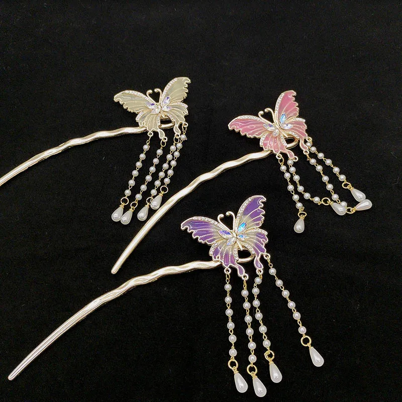 

Super fairy butterfly tassel hairpin, high-end hairpin, new Chinese-style women's back head coiled hairpin headwear
