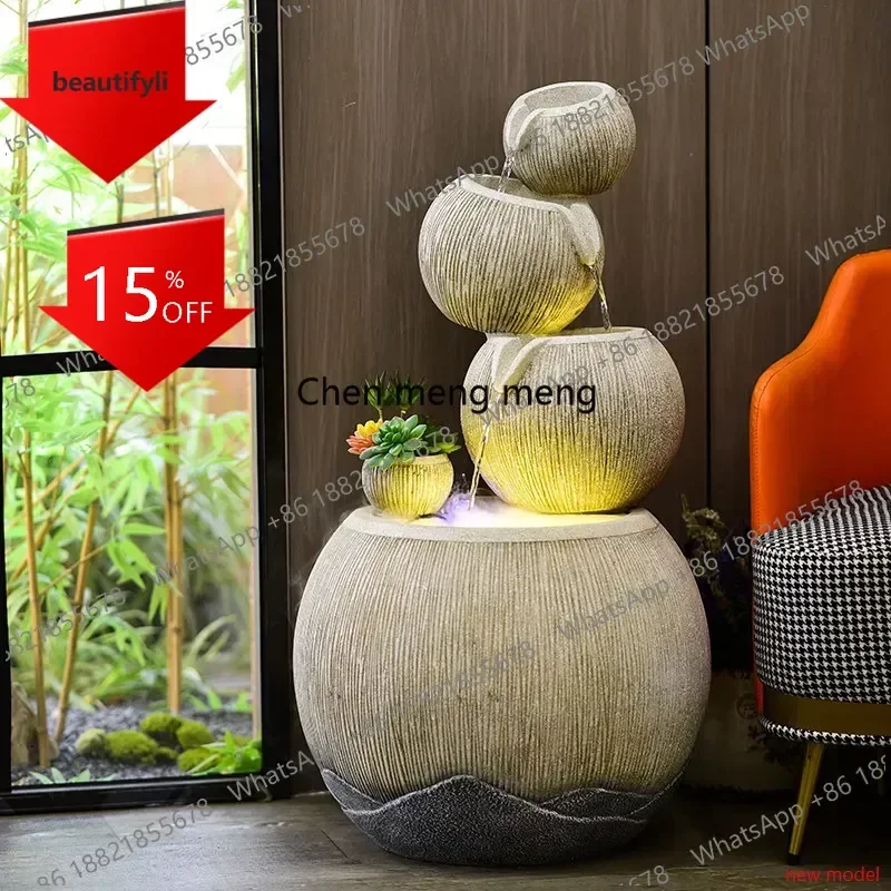 Asmt49loor-to-ceiling running water fountain ornament circulating water living room entrance home office decoration