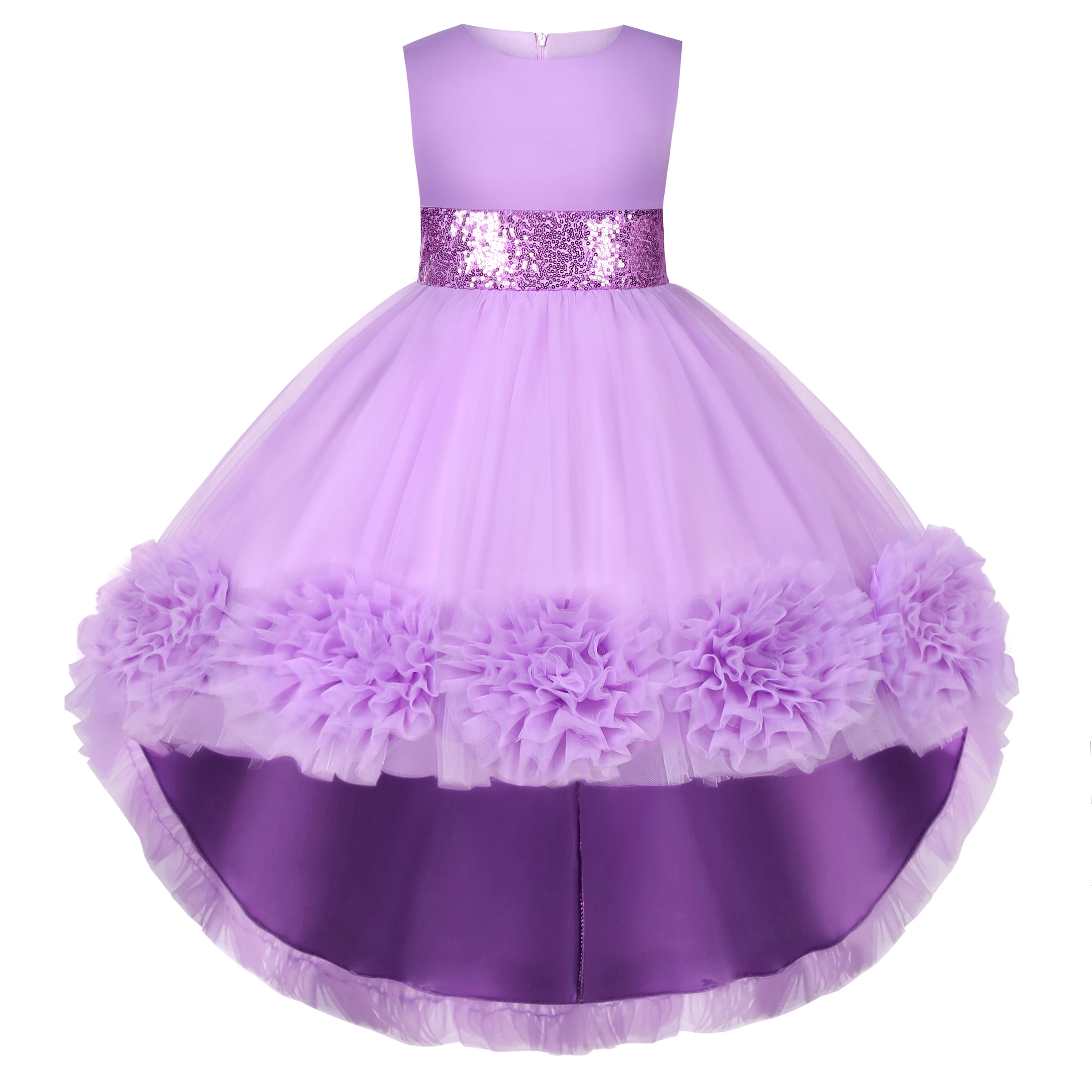 Langes Prinzessinnenkleid mit Fischschwanzrock, Partykleid für Klavierauftritte für Mädchen, Hochzeitsblumenmädchenkleid