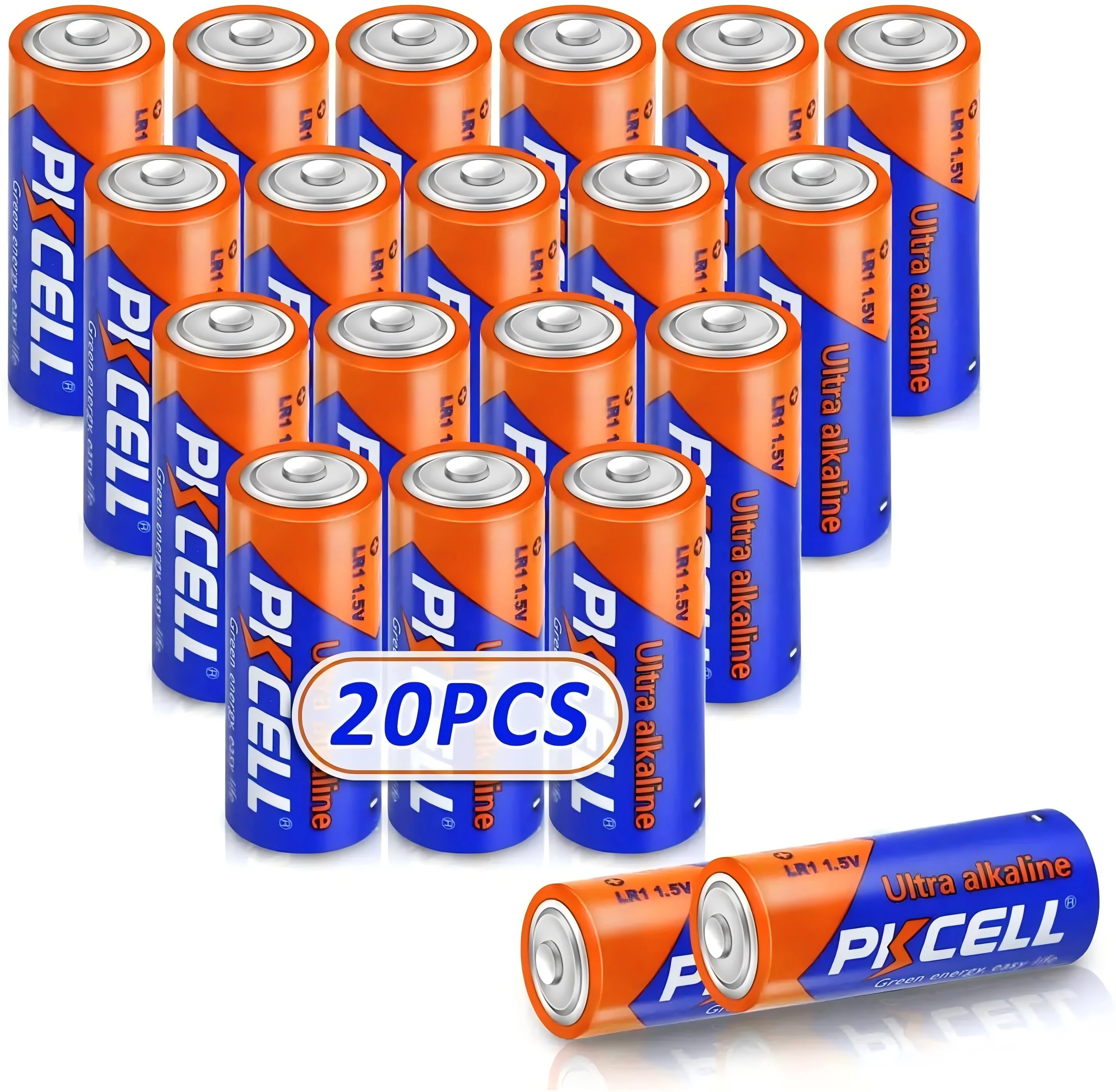 20PC E90 LR1 N Size 1.5 Volt N-Cell LR1 Battery 910A 1.5V LR1/MN9100/E90 Alkaline Batteries For Bluetooth Headsets, Glucose