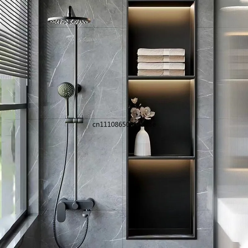 Stainless steel niche bathroom embedded Internet celebrity toilet rack TV seamless welding anti-fingerprint nano