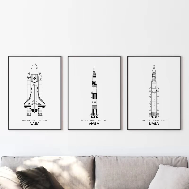 ناسا و SpacX ملصق الحد الأدنى مخططات صاروخ الفضاء قماش اللوحة الحديثة جدار صورة فنية لغرفة المعيشة ديكور المنزل