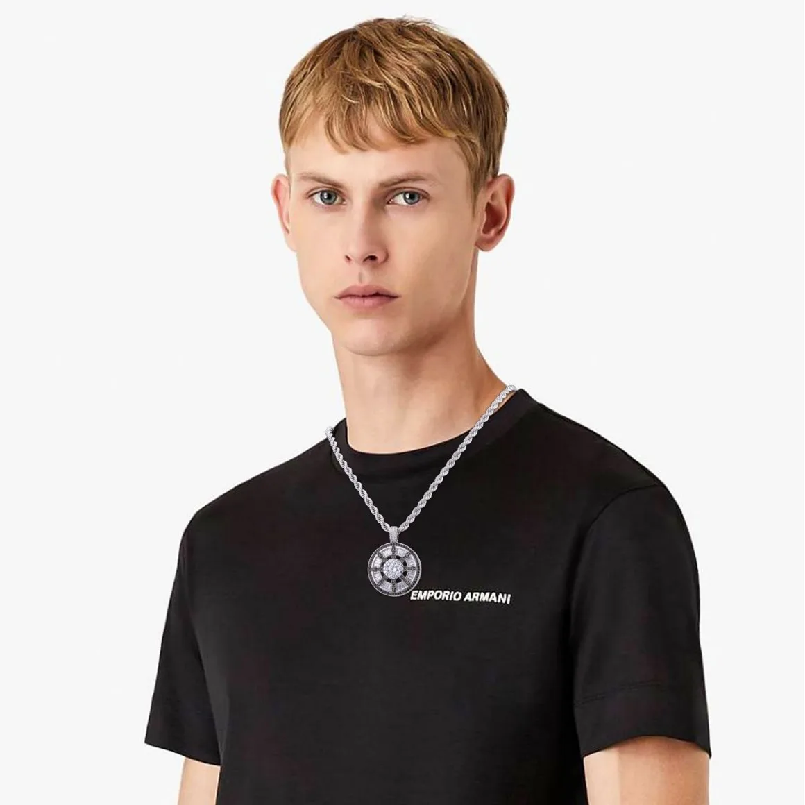 Cuban Link Chain with Pendant Round Octagram Comes and Goes Hip hop Necklace Gold plated Jewelry