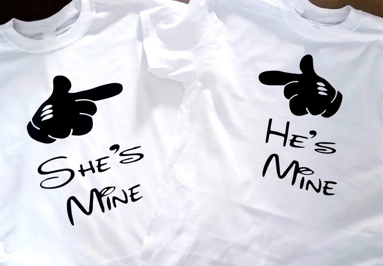 Hubby Wifey Tshirt Couple Matching Cute T-shirt just married She-He's Mine Couples Outfits T Shirt