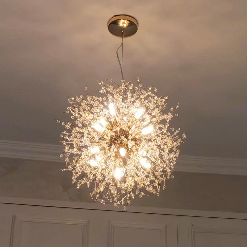 

Modern Creative K9 Crystal Dandelion Chandeliers Living Room Bedroom Luxury Decoration Pendant Lights Restaurant Hanging Lamp