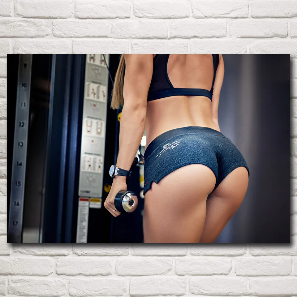 Fitness Model Sport Women Dumbbells Canvas Painting Wall Art Bodybuilding Motivational Poster for Gym Sexy Lady Print Room Decor