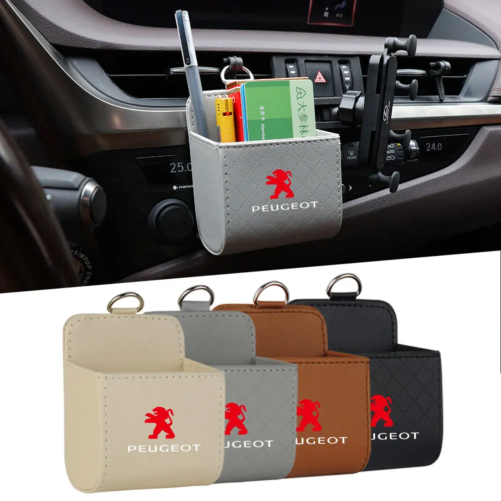 PU Leather Car Air Outlet Storage Box Auto Storage Accessories For Peugeot 206 307 308 3008 208 SW 407 508 2008 5008 107 106 205