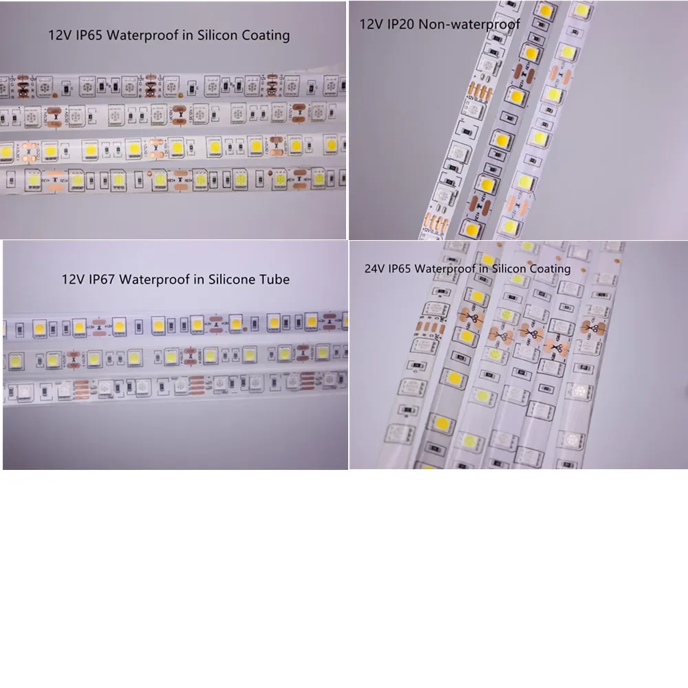 SMD 5050 RGB LED Strip Waterproof 5M 300LED DC 12V 24V W RGB RGBW RGBWW Fita LED Light Strips Flexible Neon Tape Luz Monochrome