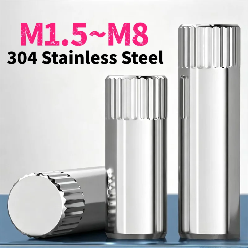 304 Stainless Steel  M1.5 M2 M2.5 M3 M4 M5 M6 M8 Knurled Cylindrical Pins Shaft Pins Hinge Pin Toy Linkage Latch Hinge 6~50mm
