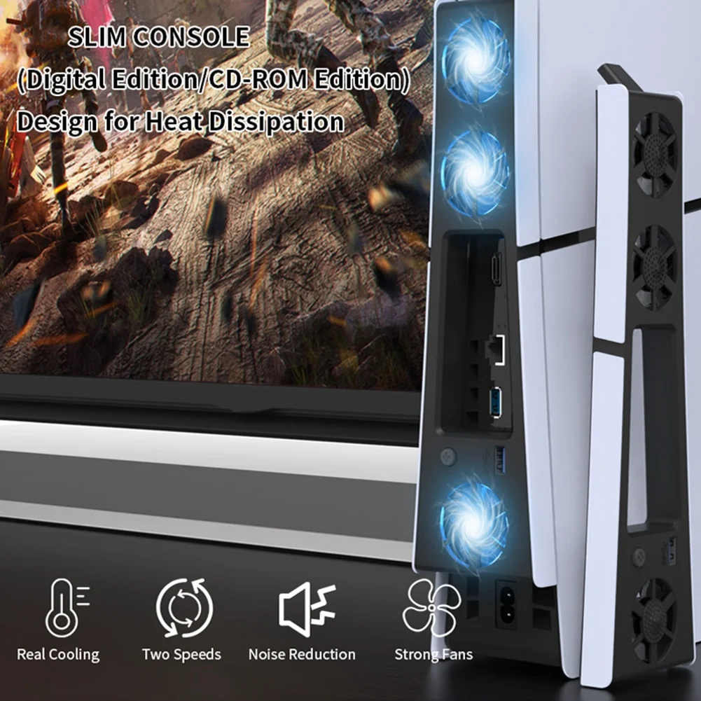 

Игровой вентилятор ABNR, эффективная система охлаждения со светодиодной подсветкой, шумоподавление для тонкого охлаждающего вентилятора PS5 и цифровой консоли