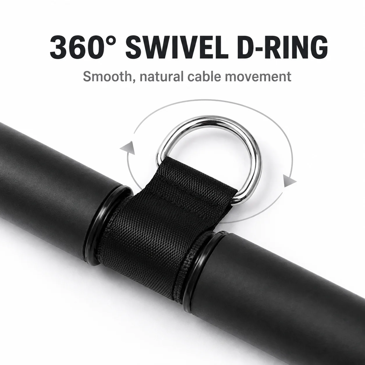 41cm Cable Machine Straight Bar Attachment, 360° Swivel D-Ring, EVA Grip Tricep Pushdown & Lat Pulldown Bar for Home Gym