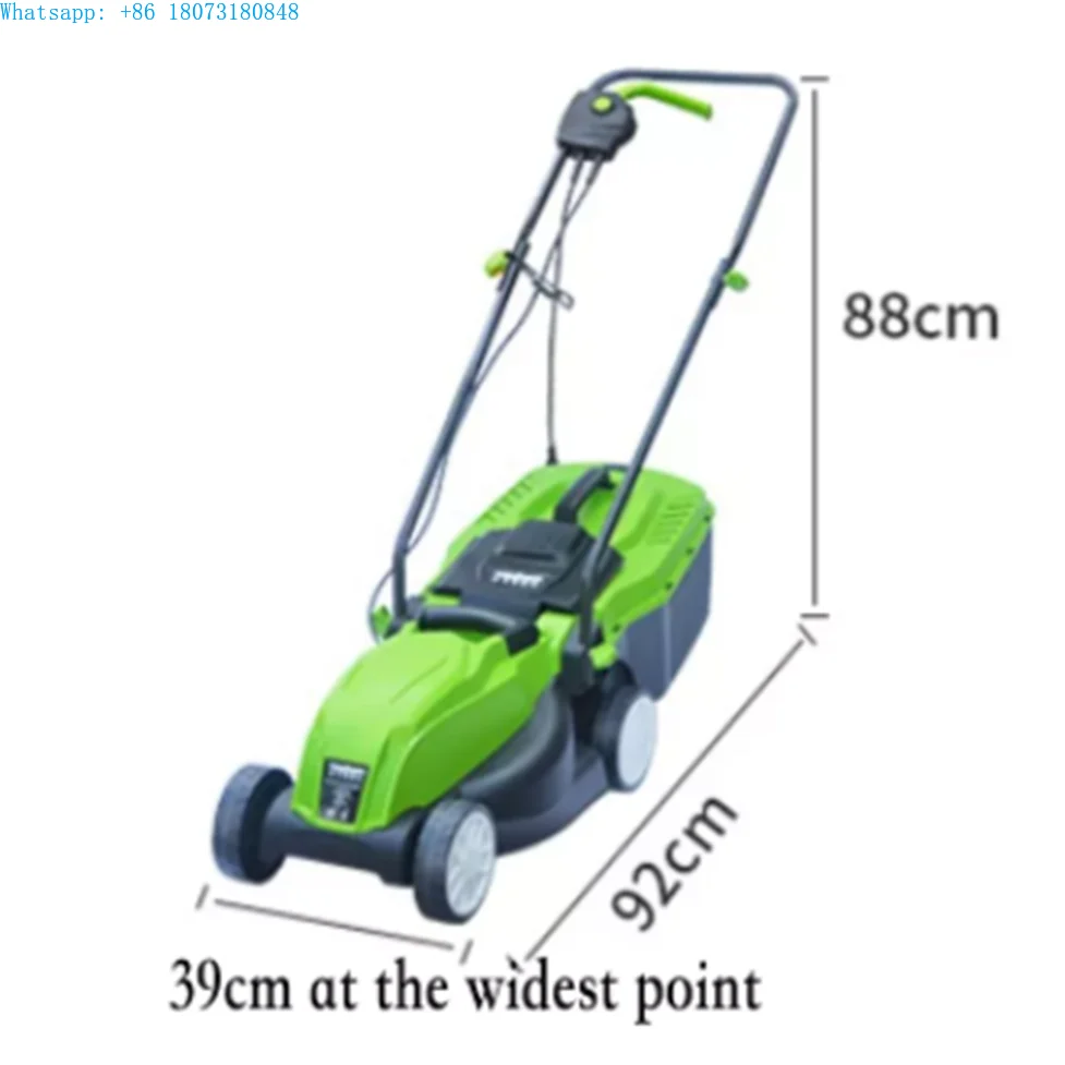 1500w Factory Direct Plug Electric Lawn Mower Carton Box Electric Motor Garden 220V Lawn Grass Cutting Machine Green 3 Years