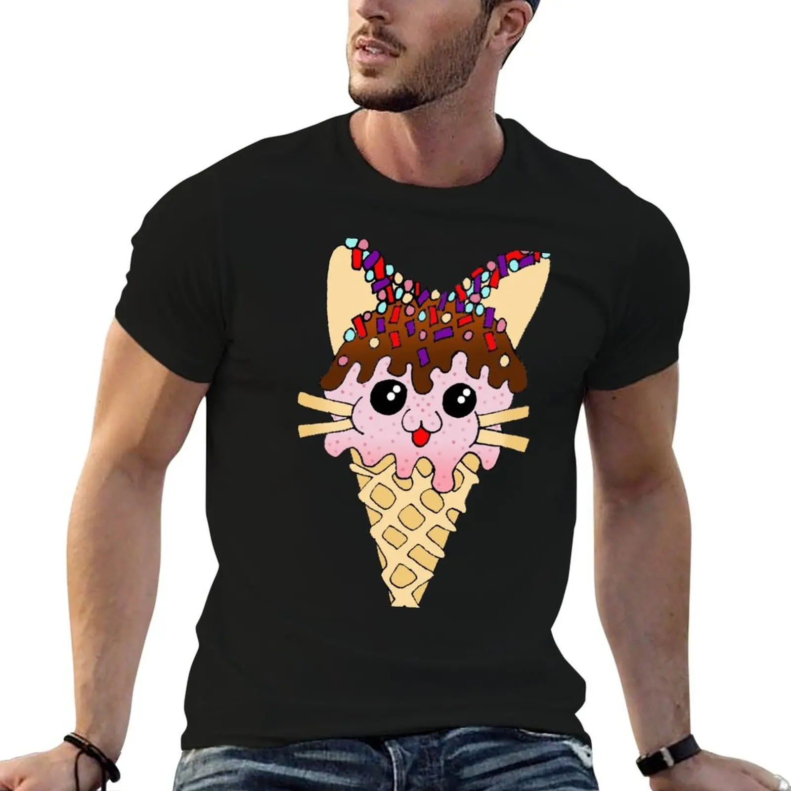 

man Cat t Strawberry T-Shirt casual Cream mens shirts graphic shirt t man Ice shirts t cotton