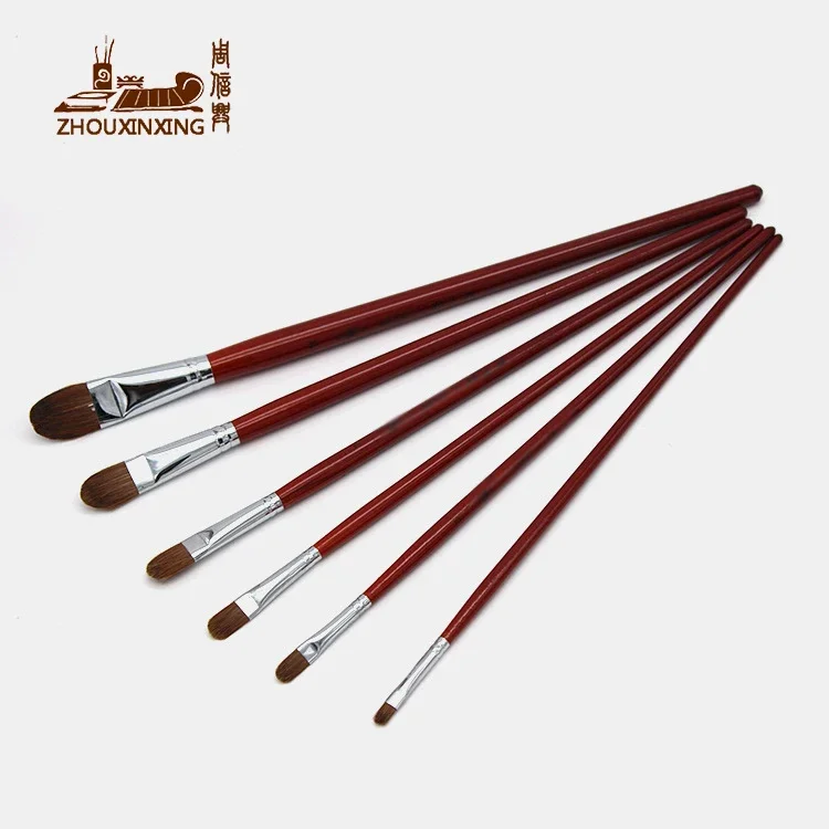 

Zhouxinxing 6pcs/Set oil painting pen painting practice weasel hair painting gouache painting pen Acrylics Student art supplies