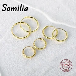 18ＫGolden Plated Hoop Earrings for Women and Man,925 Sterling Silver Jewelry 1.2MM NEW Fashion  Earrings 10-20MM For Lady Gift