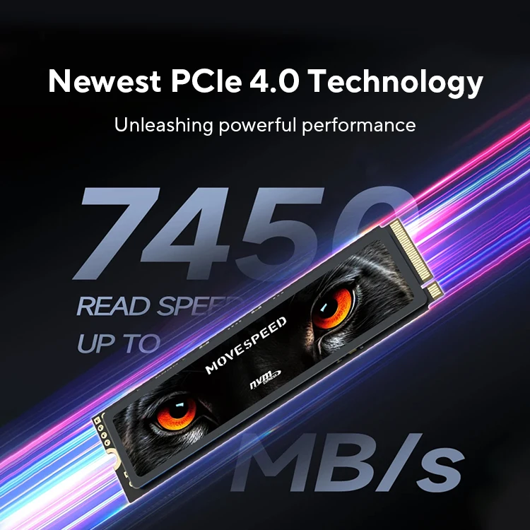 MOVESPEED 7450MB/s SSD NVMe M.2 2280 4TB 2TB 1TB Internal Solid State Hard Disk M2 PCIe 4.0x4 2280 SSD Drive for PS5 Laptop PC image 3