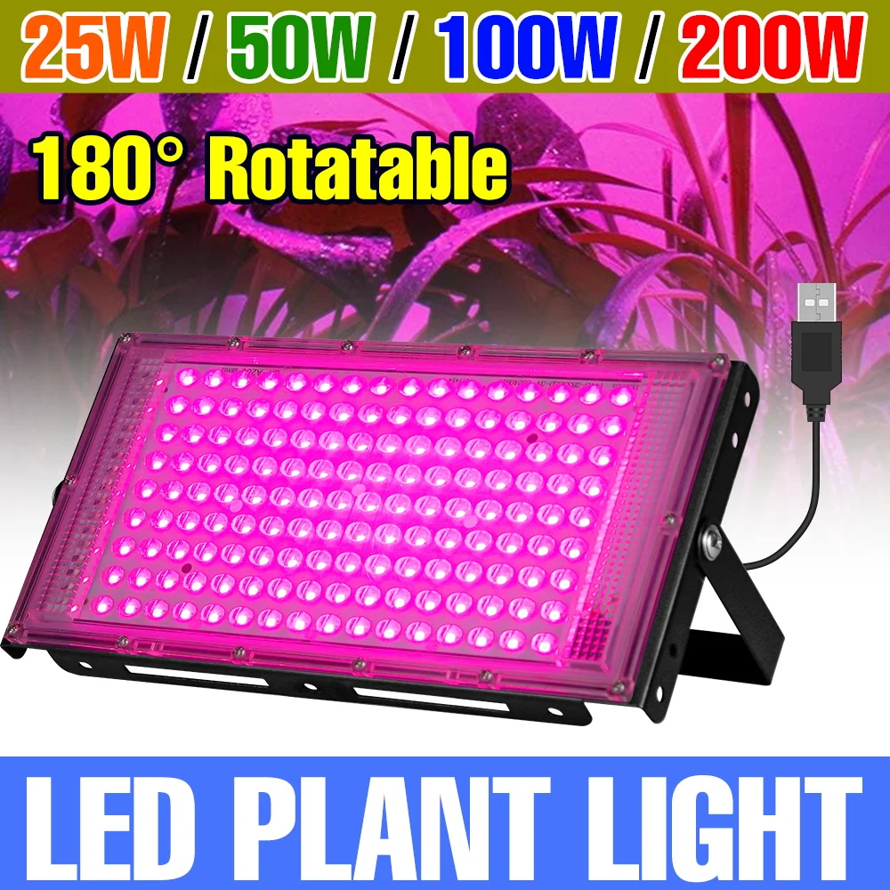 

200W LED Growing Lights Full Spectrum Plant Cultivation Lamp For Indoor Potted Flower Grow Box Hydroponics USB DC5V 25W 50W 100W
