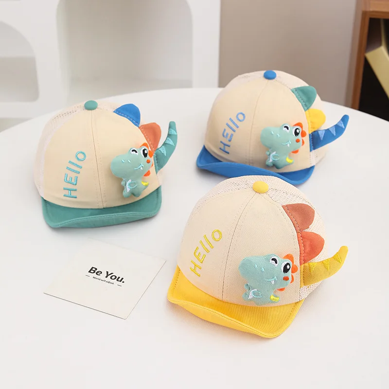 

Cute Cartoon Dinosaur Baby Baseball Cap Spring Summer Cotton Infant Peaked Hat Adjustable Soft-brim Kids Boy Girl Duckbill Hats