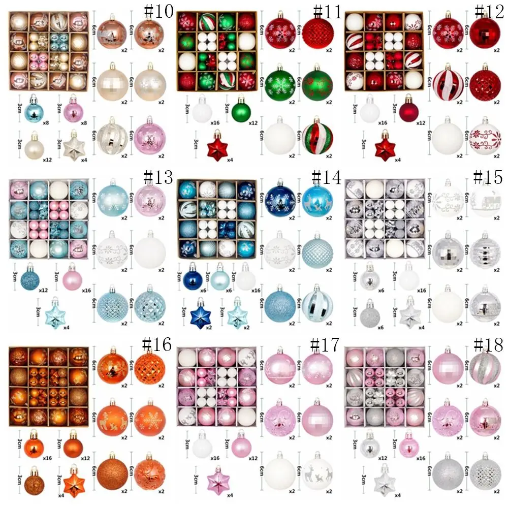 Boules de noël en plastique incassables, 44 pièces, avec boucle de suspension, boule pendentif de noël réutilisable 3-6cm, décoration d'arbre de noël